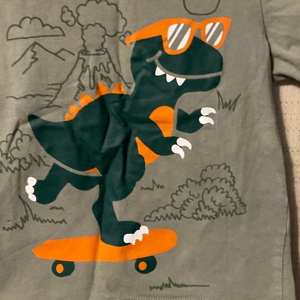 The Children's Place Dino Skate Tee - Olive and Orange